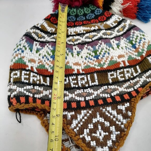 Unisex Chullo Knitted Wool Multicolored Beads Winter main image 7